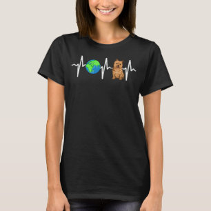 Globe Planet Earth Norwich Terrier Heartbeat Dog T-Shirt