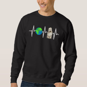 Globe Planet Earth Old English Sheepdog Heartbeat Sweatshirt
