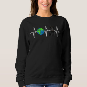 Globe Planet Earth Scottish Terrier Heartbeat Dog Sweatshirt