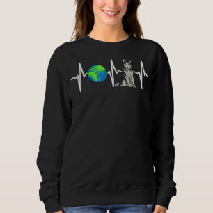 Globe Planet Erde Siberischer Husky Herzschlag Hun Sweatshirt