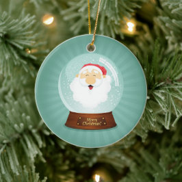 Globe Santa Claus Face Keramik Ornament