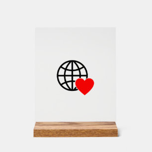 Globe-Symbol der Welt-Liebe Herz-Erde-Sommerdesi Acrylschild