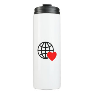 Globe-Symbol der Welt-Liebe Herz-Erde-Sommerdesi Thermosbecher