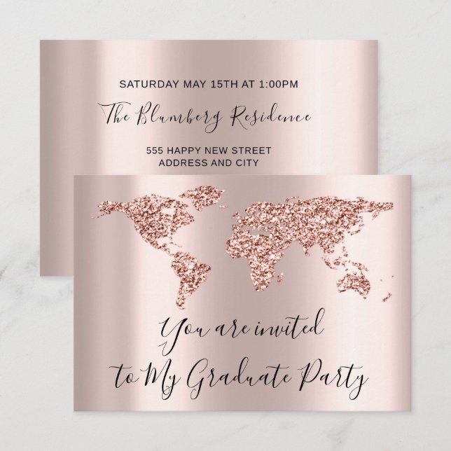 Globe terrestre Carte du monde Diplômé Nous déména (Devant / Derrière)