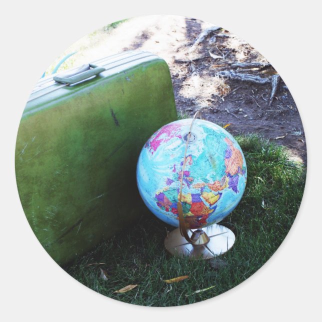Globe Trotter Runder Aufkleber (Vorderseite)