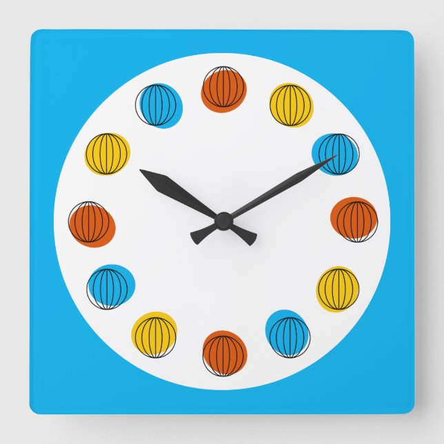 Globe Uhr blaues Quadrat (Vorderseite)