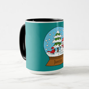 Globe w Kardinal Snowman & Pine Tree Personalisi Tasse