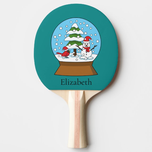 Globe w Kardinal Snowman & Pine Tree | Personalisi Tischtennis Schläger (Vorderseite)