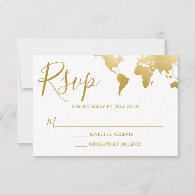 Globetrotter Glam Wedding RSVP Card Karte (Vorderseite)