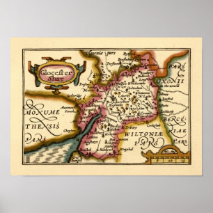 "Glocestershire" Gloucestershire Landkreis Karte Poster