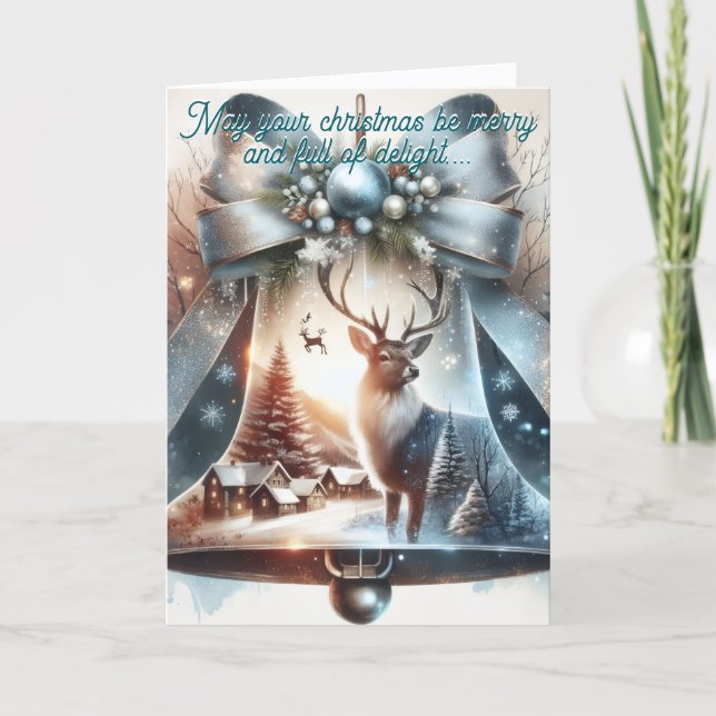 Glocke 2 gefaltete Grußkarte Karte (Vorderseite)