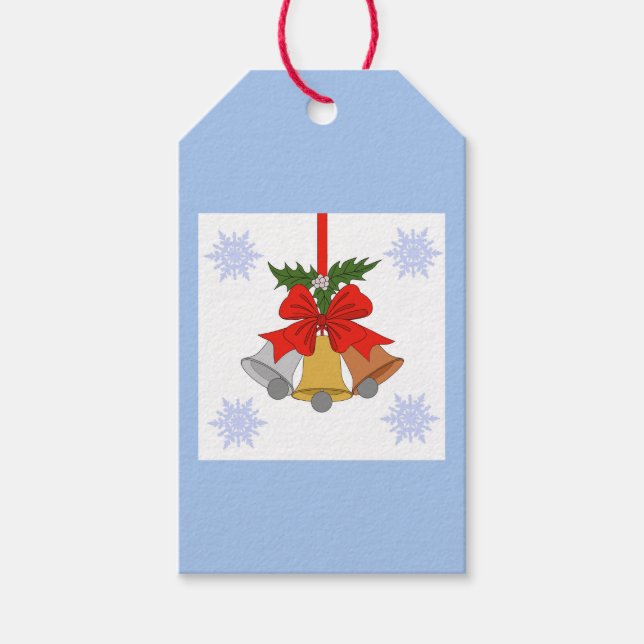 Glocken und Schneeflocken Geschenkanhänger (Vorderseite)