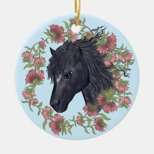 Glockenblume Schwarzes Pferd Ornament
