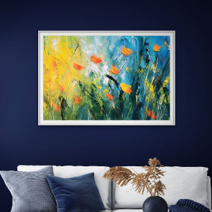 Glockenblumen – Abstrakte blühende Wiese in Bewegu Poster