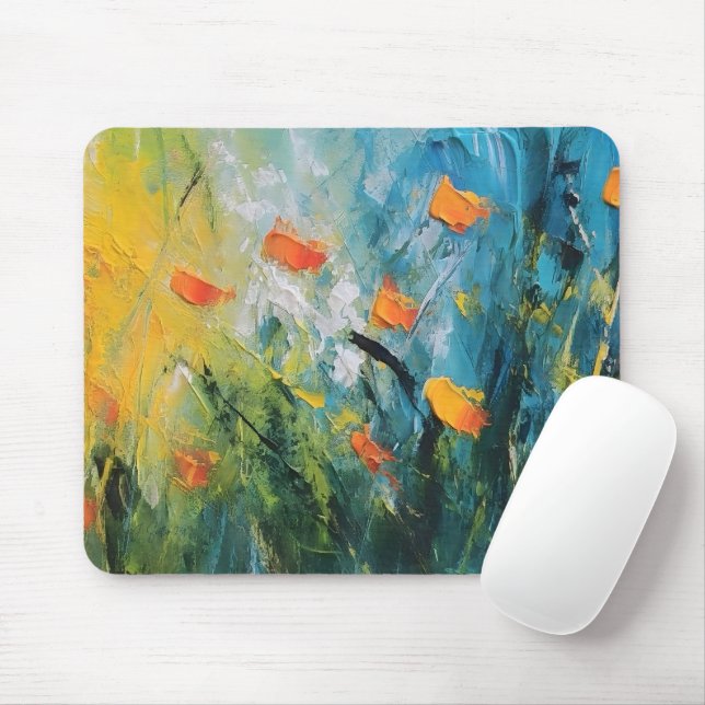 Glockenblumen – Abstrakte Blumenwiese Mousepad (Mit Mouse)