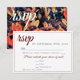 Glockenblumen Orange Florales Hochzeitsmenü Auswah RSVP Karte