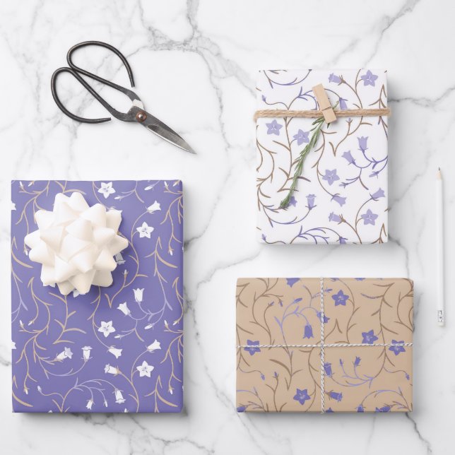 Glockenblumen weiss geschenkpapier set (Vorderseite)