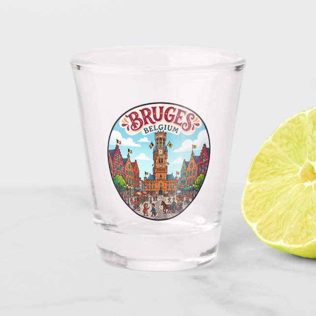 Glockenturm von Brügge Belgien Schnapsglas (Vorderseite)
