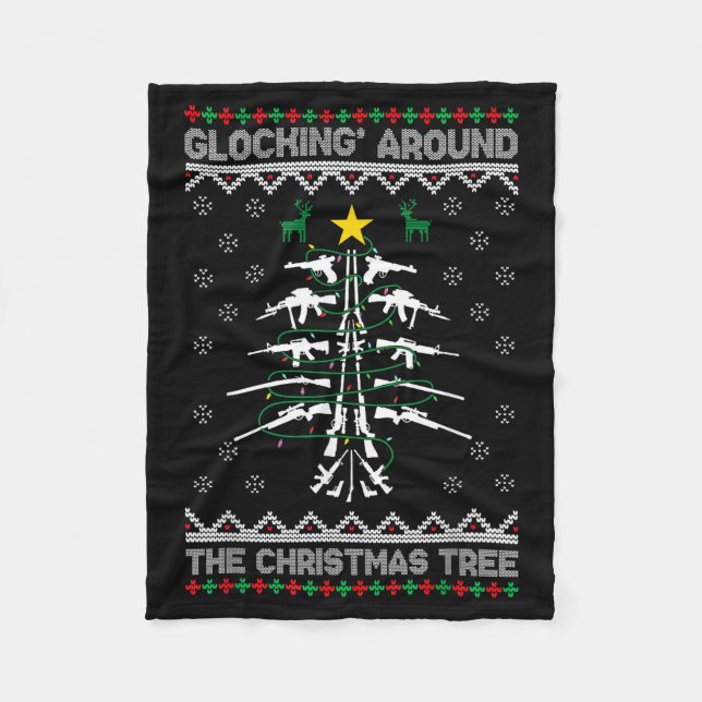 Glocking Around The Christmas Tree Ugly Christmas  Fleecedecke (Vorderseite)