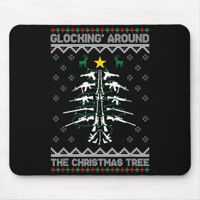 Glocking Around The Christmas Tree Ugly Christmas  Mousepad (Vorne)