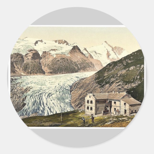 Glocknerhaus mit Pasterze und Großglockner, Auto Runder Aufkleber (Vorderseite)