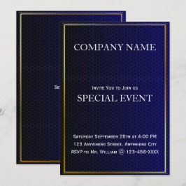 Gloden Frame Blue Corporate Party Einladung Card