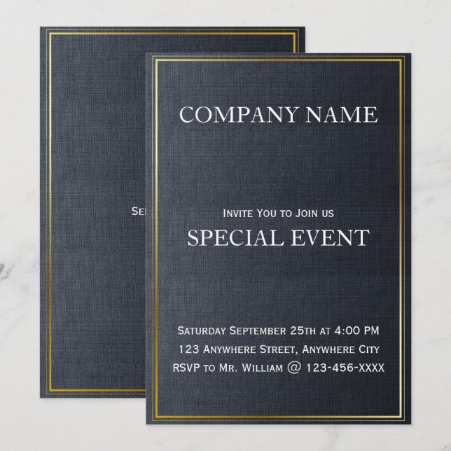 Gloden Frame Corporate Party Einladung Card (Vorne/Hinten)