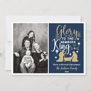 Gloire aux cartes photos de Noël du nouveau-né roi