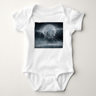 Gloomy Dark Forest: Moonlit Scene Baby Strampler