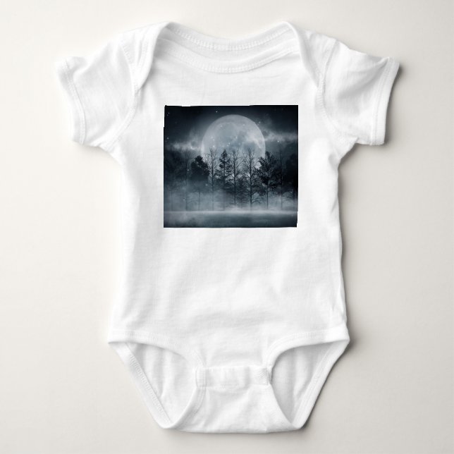 Gloomy Dark Forest: Moonlit Scene Baby Strampler (Vorderseite)