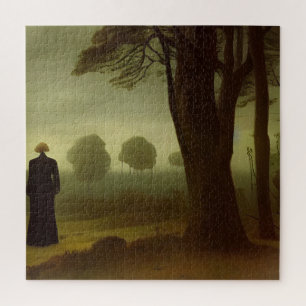Gloomy Dark Green Forest Painting