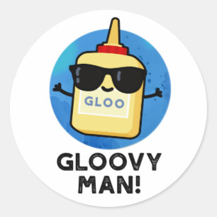Gloovy Man Funny Super Glue Pub Runder Aufkleber