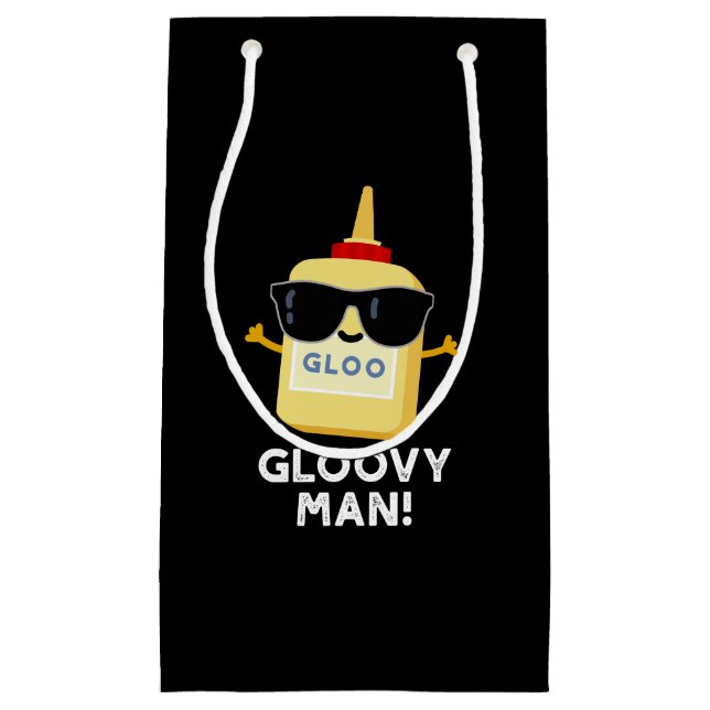 Gloovy Man Funny Super Glue Pun Dark BG Kleine Geschenktüte (Vorderseite)
