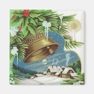 Gloria Christmas Bell Magnet Vintage
