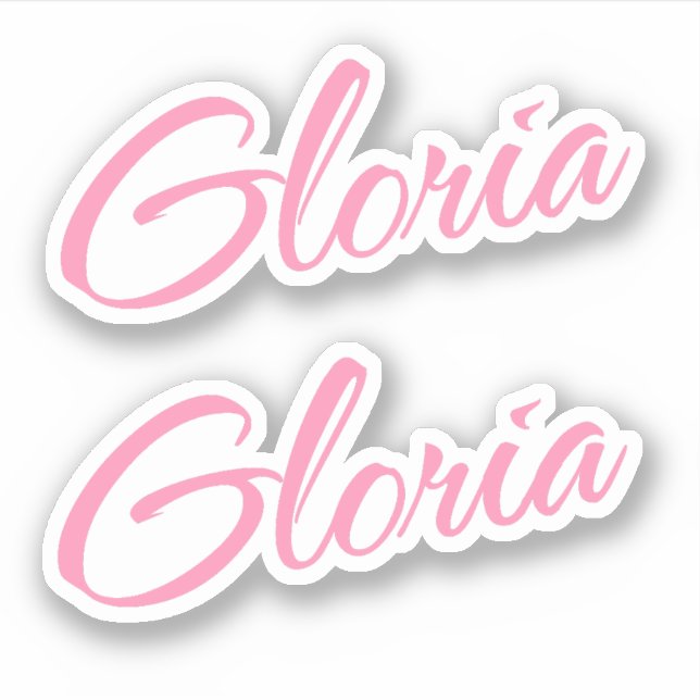Gloria Decorative Name in Pink x2 Aufkleber (Vorderseite)