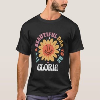 Gloria Personalisiert Name Schöner Wavy Text T-Shirt