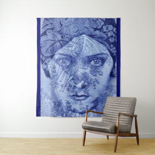 Gloria Swanson in blau Wandteppich