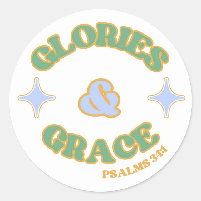 Glories und Grace Sticker, Bubble Letter Sticker, Runder Aufkleber (Vorderseite)