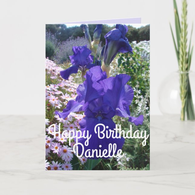 Glorieuse Aquarelle violette Iris Love Carte Anniv (Devant)