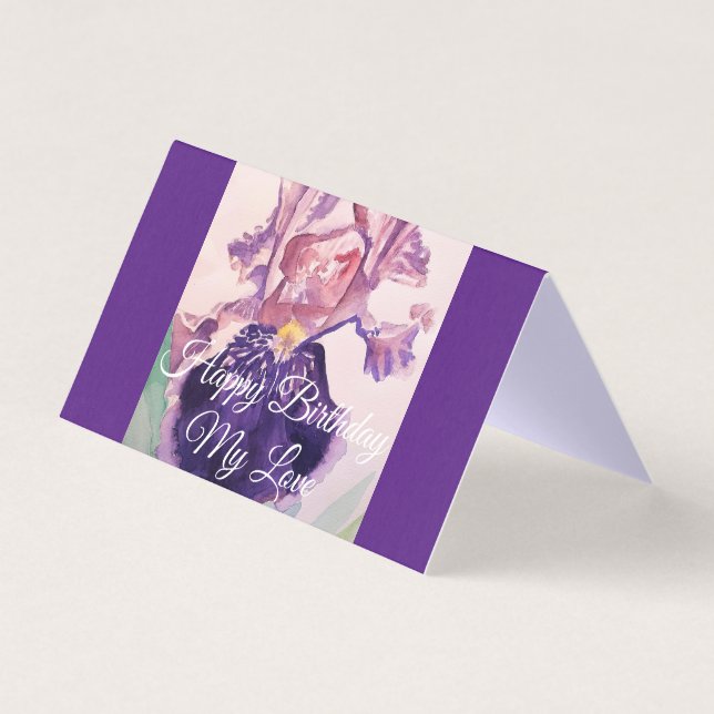 Glorieuse Aquarelle violette Iris Love Carte Anniv (Front)