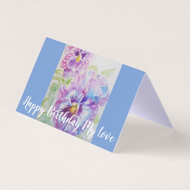 Glorieux Purple Pansy Peinture Love Carte Annivers (Front)