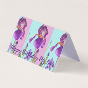 Glorieux violet Iris Peinture Amour Carte Annivers