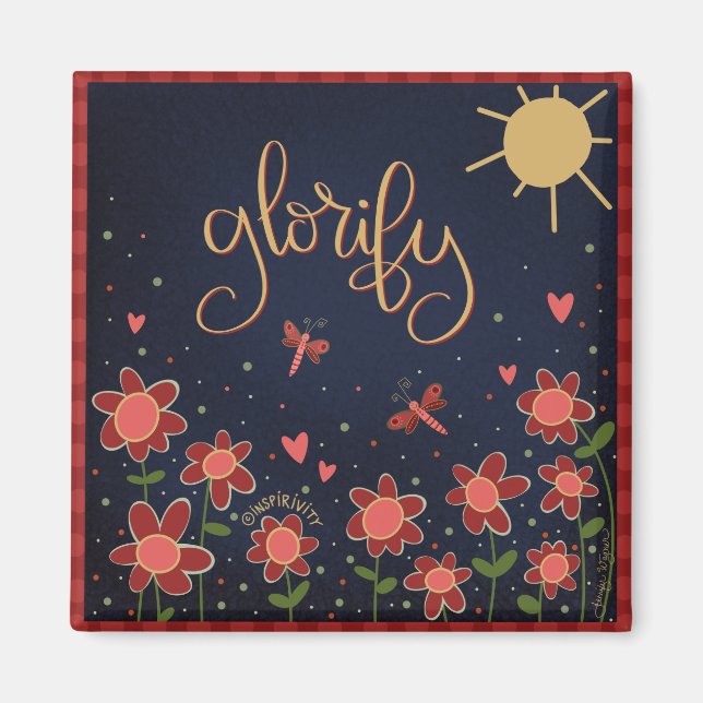 Glorifizieren Sie Hübsche Fun Floral Moderne Inspi Magnet (Vorne)