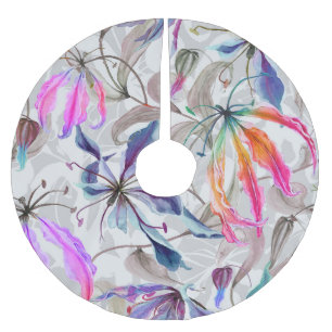 Gloriosa Lily Blume: Elegantes Wasser Polyester Weihnachtsbaumdecke