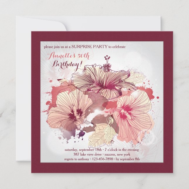 Gloriöse Party Einladung des Hibiskus (Vorderseite)