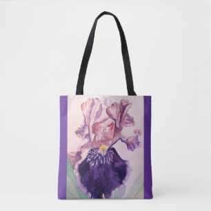 Gloriöser Lila Wasserfarben Iris Blume Blumenbeut Tasche