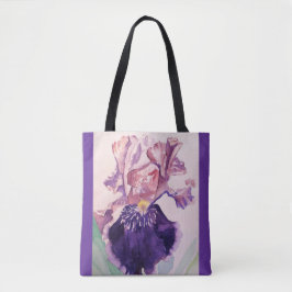 Gloriöser Lila Wasserfarben Iris Blume Blumenbeute Tasche