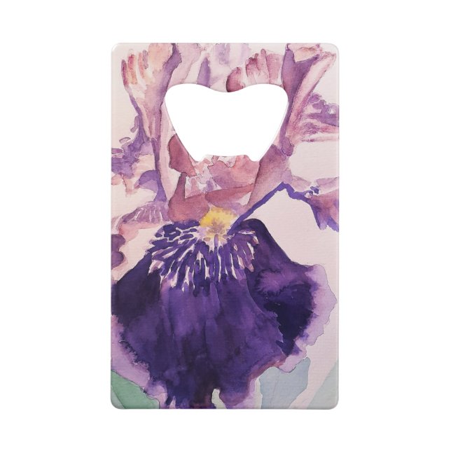 Glorioues Lila Iris Aquarellmalerei Geldbeutel Flaschenöffner (Rückseite)