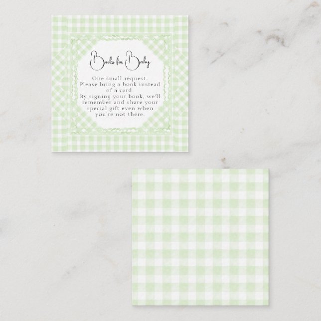 Glorious Green Gingham Books for Baby Mitteilungskarte (Vorne/Hinten)