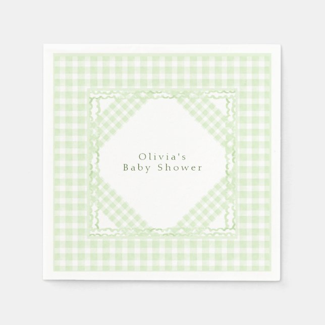 Glorious Green Gingham Serviette (Vorderseite)